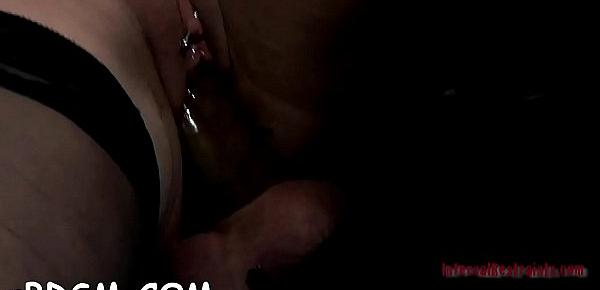  Clamped up chick gets a hook in her anal with toy castigation